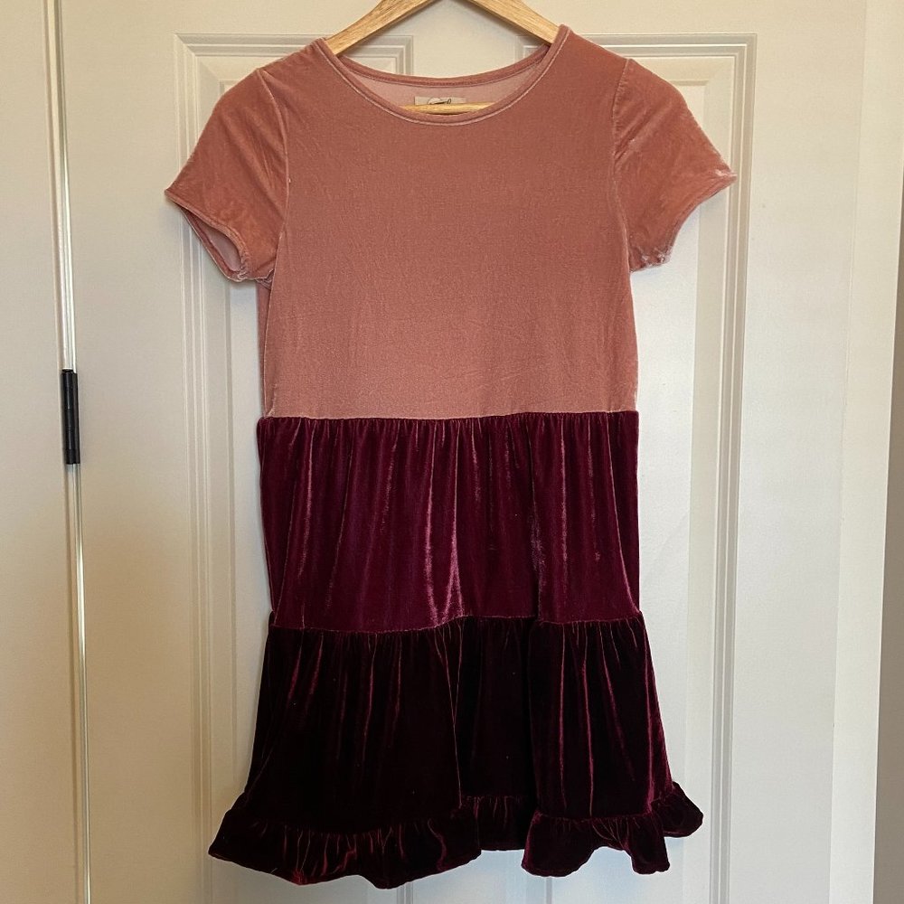 Peek Kids Girls Dress Velour Stripes with Ruffle Size XL (12)